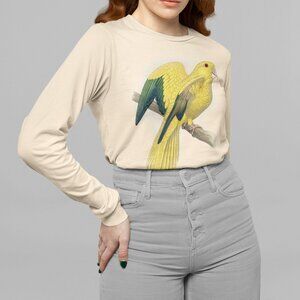 Golden Conure Vintage Parrot Print Long Sleeve Graphic Tee T-shirt S M L XL